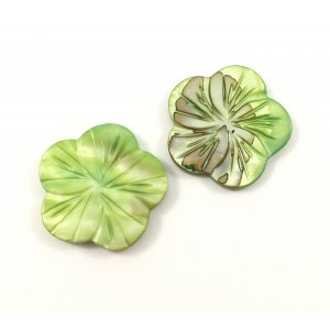 Billes mother-of-pearl coquillage fleurs scupltées 30 mm vert*